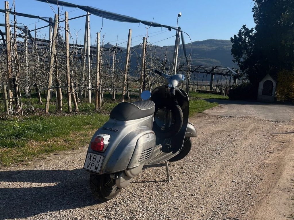 Vespa V50 Seitenansicht mit italienischem Kennzeichen