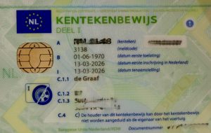 certificat d'enregistrement néerlandais pour E-Vespa